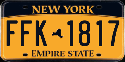 NY license plate FFK1817