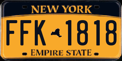 NY license plate FFK1818