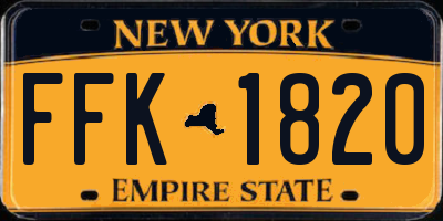 NY license plate FFK1820