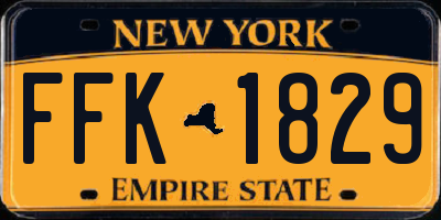 NY license plate FFK1829