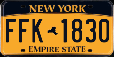 NY license plate FFK1830