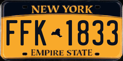 NY license plate FFK1833