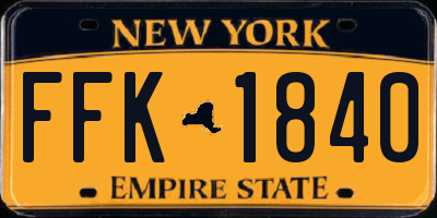 NY license plate FFK1840