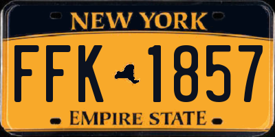 NY license plate FFK1857