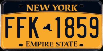 NY license plate FFK1859