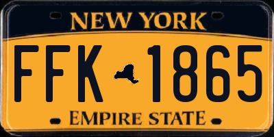 NY license plate FFK1865