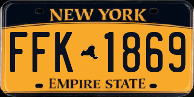 NY license plate FFK1869