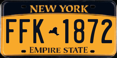 NY license plate FFK1872
