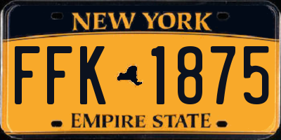 NY license plate FFK1875