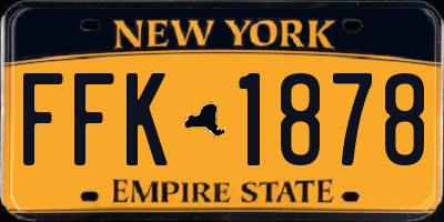 NY license plate FFK1878