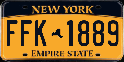 NY license plate FFK1889
