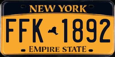 NY license plate FFK1892