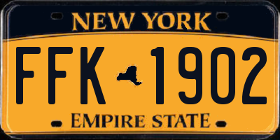 NY license plate FFK1902