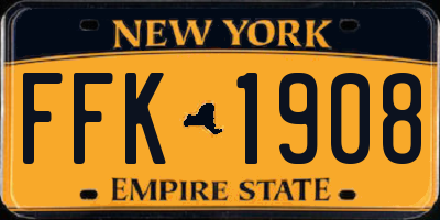 NY license plate FFK1908