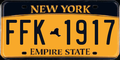 NY license plate FFK1917