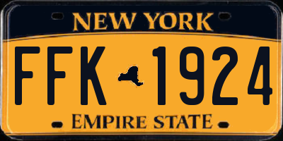 NY license plate FFK1924