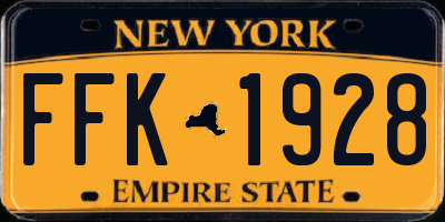 NY license plate FFK1928