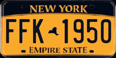 NY license plate FFK1950