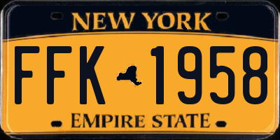 NY license plate FFK1958
