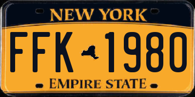 NY license plate FFK1980