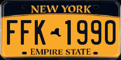 NY license plate FFK1990