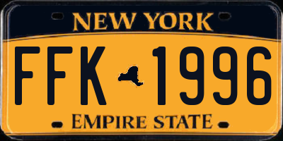 NY license plate FFK1996
