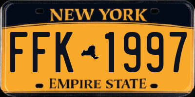 NY license plate FFK1997