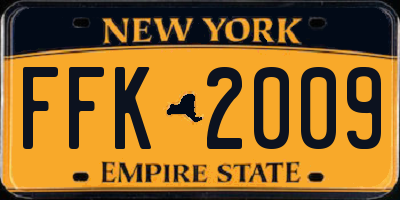 NY license plate FFK2009