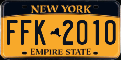 NY license plate FFK2010