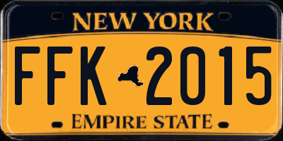 NY license plate FFK2015