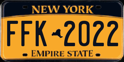 NY license plate FFK2022
