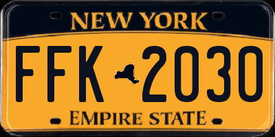 NY license plate FFK2030