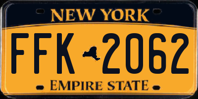 NY license plate FFK2062