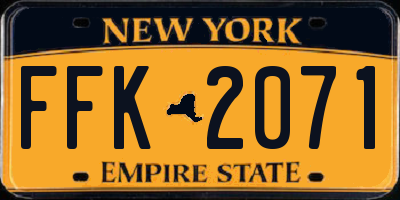 NY license plate FFK2071
