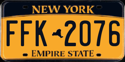 NY license plate FFK2076