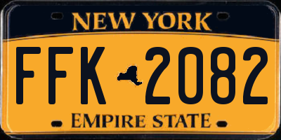 NY license plate FFK2082