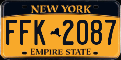 NY license plate FFK2087