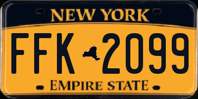 NY license plate FFK2099