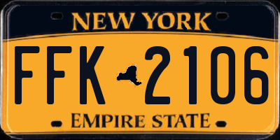 NY license plate FFK2106