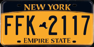 NY license plate FFK2117