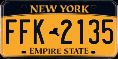 NY license plate FFK2135