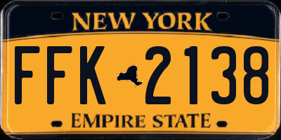 NY license plate FFK2138