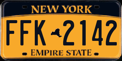 NY license plate FFK2142