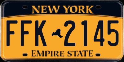NY license plate FFK2145