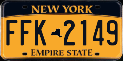 NY license plate FFK2149