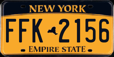 NY license plate FFK2156