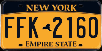 NY license plate FFK2160