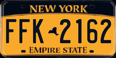NY license plate FFK2162