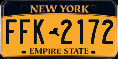 NY license plate FFK2172