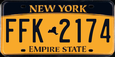 NY license plate FFK2174